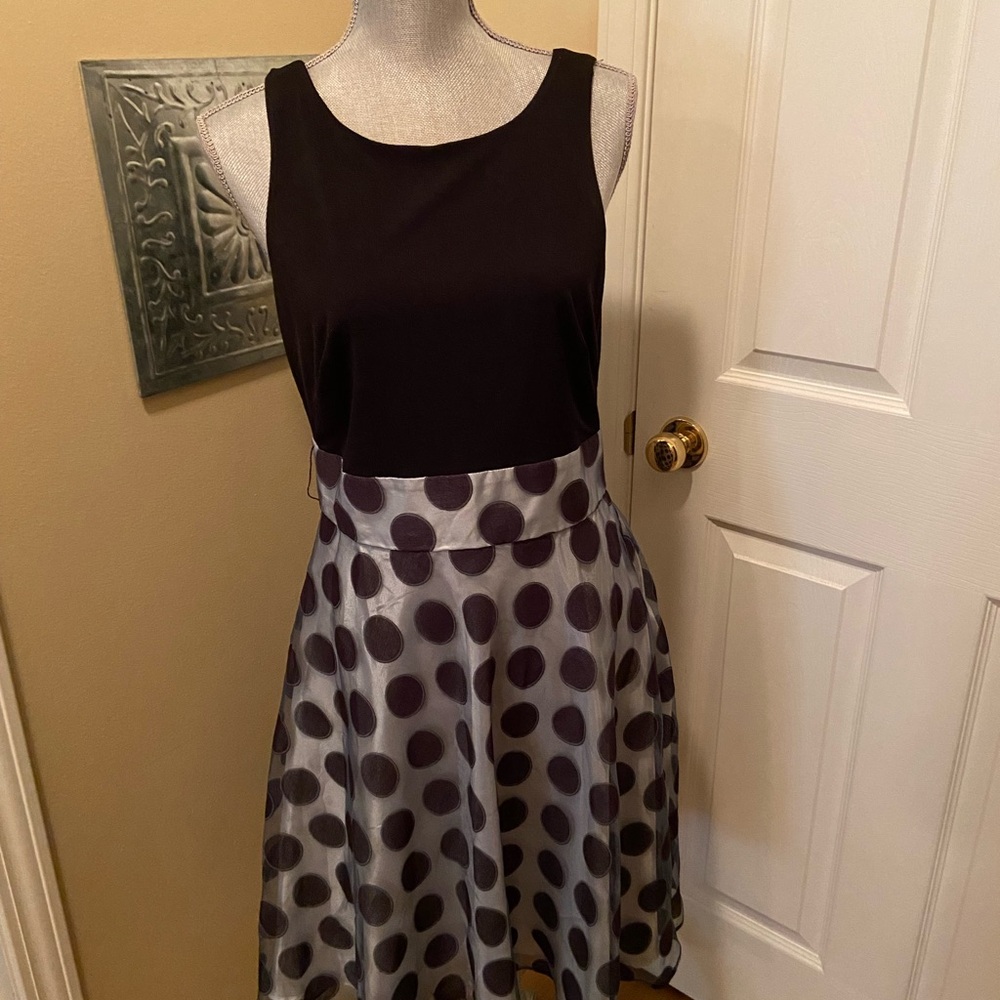 Black and Silver A-Line Midi Skirt for Cocktail